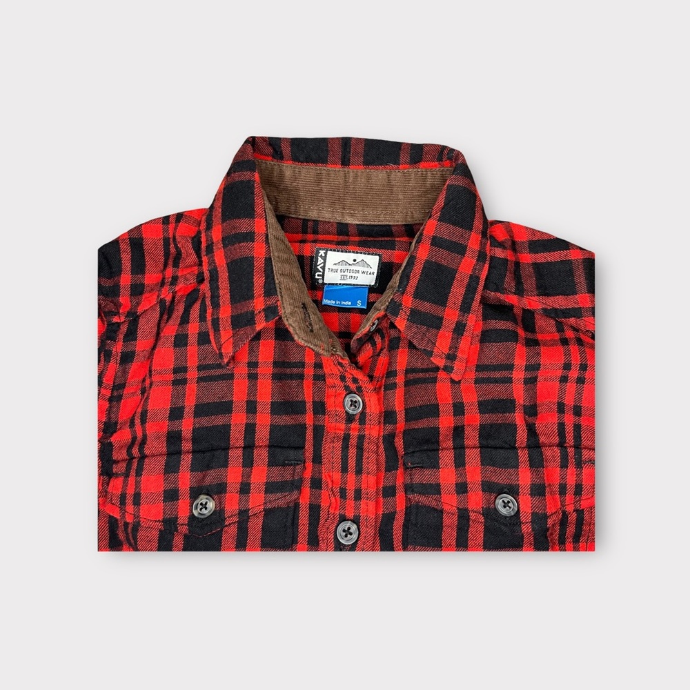 Kavu Red & Black Plaid Long Sleeve Button Down Top - Picture 2 of 5